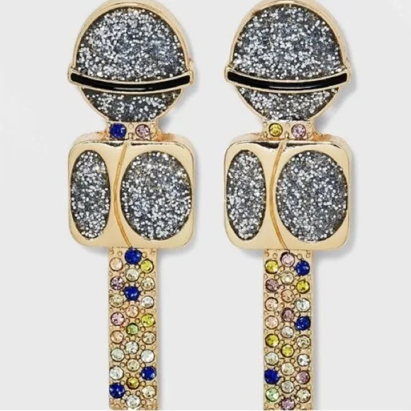 SUGARFIX by BaubleBar 'Drop The Mic' Statement Earrings - Silver, NWT - Picture 2 of 7